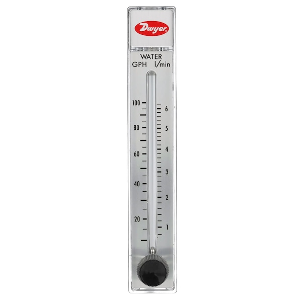 Flowmeter, range 10-100 GPH/0.8-6.2 LPM water.